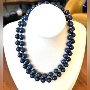 Vintage Monet Blue and Gold Beaded Necklace